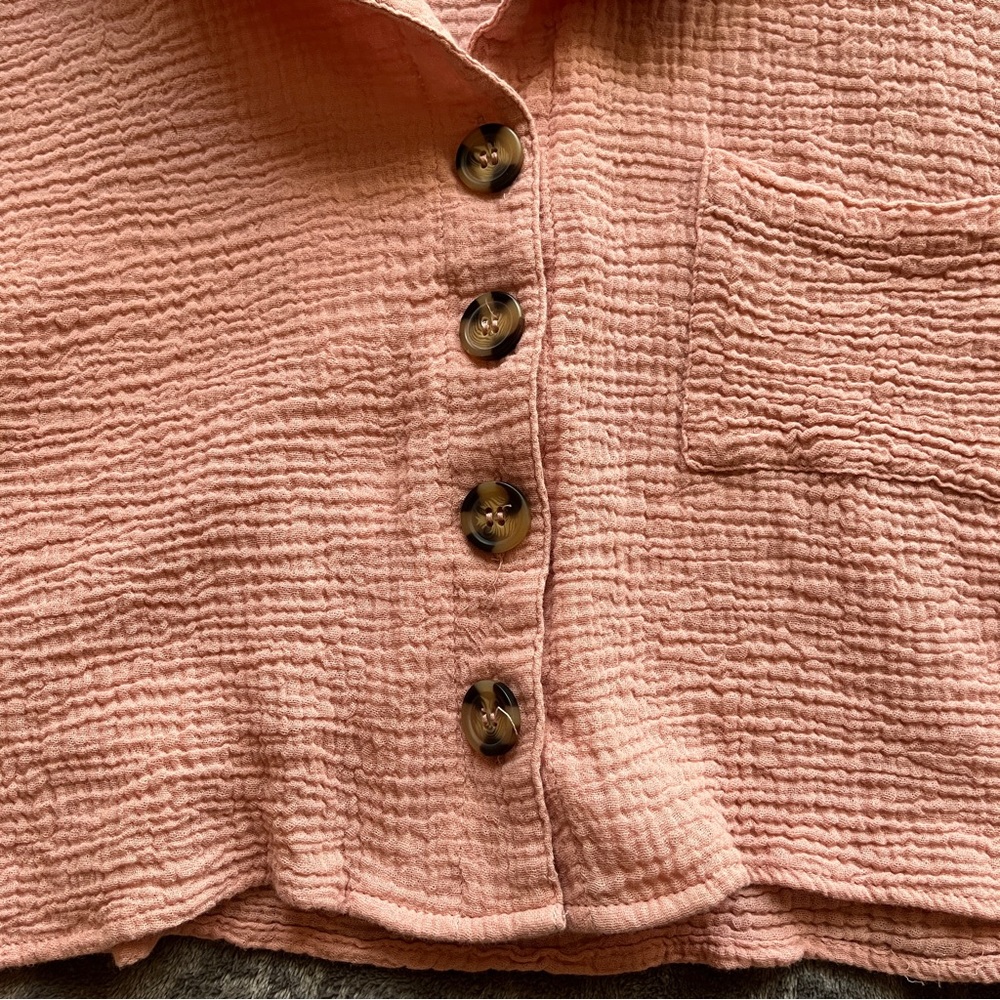 Pink Button Up Top - Picture 3 of 8